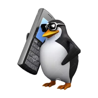 📱 chim cánh cụt, điện thoại, kính râm, ngầu telegram sticker