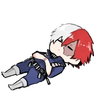 😴 Shoto Todoroki My Hero Academia Anime, My Hero Academia, Shoto Todoroki, Chibi, Śpiący, Kreskówka, Postać telegram sticker