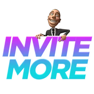 😎 INVITE MORE 초대, 비즈니스, 만화, 텍스트 telegram sticker