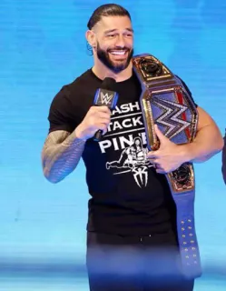 🕺 Roman Reigns Smash Stack Pin! wwe, roman reigns, wrestling, champion, gürtel whatsapp sticker