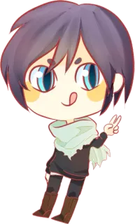 😋 Yato Noragami Anime, Nhân vật, Dấu hiệu hòa bình, Lè lưỡi, Kawaii telegram sticker