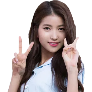 ✌ donna, simbolo di pace, ritratto, bruna, asiatica, coreana whatsapp sticker
