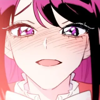 🥺 动漫, 漫画, 女人, 粉色头发, 卡通, 插画 telegram sticker