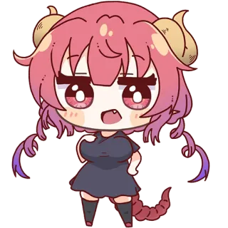 😳 anime, dragon, horns, cute, cartoon telegram sticker