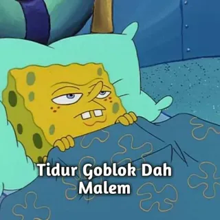 💤 Spongebob Tidur Goblok Dah Malem spongebob, letto, sonno, cartone animato, dormire telegram sticker