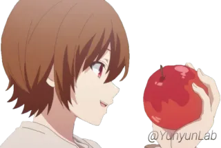 🍎 Animé, Pomme, Personnage, Souriant, Dessin animé telegram sticker