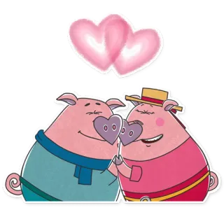 💗 porco, amor, animal, desenho animado, romance, coração, fofo telegram sticker