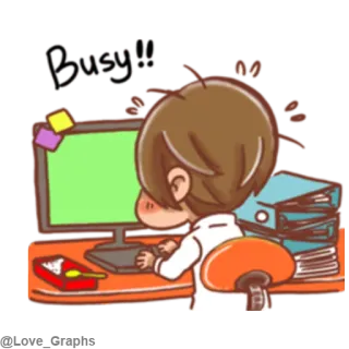 😶 văn phòng, máy tính, bàn làm việc, hoạt hình, công việc telegram sticker