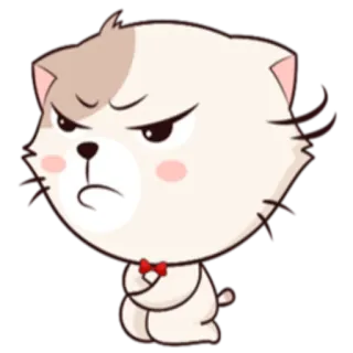 😞 chat, en colère, dessin animé, mignon, animal, illustration, chaton, félin telegram sticker
