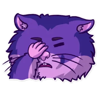 😠 猫, 厌恶, 捂脸, 尴尬, 表情包, 动物, 紫色 telegram sticker