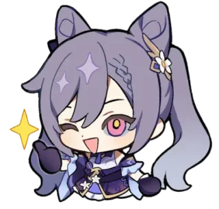 👍 Keqing Genshin Impact keqing, genshin impact, anime, chibi, imut, stiker whatsapp sticker