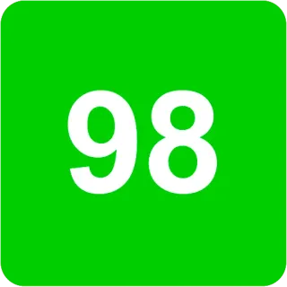 🟩 98 number, green, 90s, math telegram sticker
