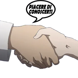🤝 PIACERE DI CONOSCERTI рукопожатие, приветствие, рад познакомиться, итальянский, разговор telegram sticker