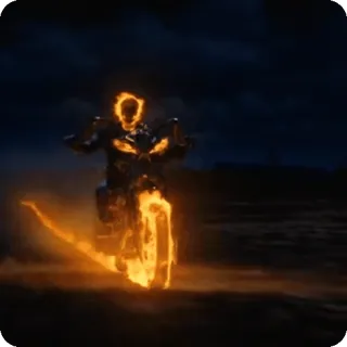 🌟 Ghost Rider Ghost Rider, motor, vlammen, superheld, Marvel telegram sticker