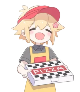 🍕 PIZZA pizza, jedzenie, kreskówka, dostawa, osoba, pudełko telegram sticker