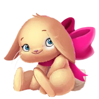 😊 토끼, 귀여운, 동물, 리본, 카와이, 장난감, 달콤한 telegram sticker
