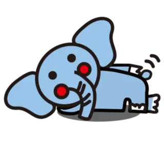 😪 Tier, Elefant, Cartoon, Niedlich, Blau, Illustration telegram sticker