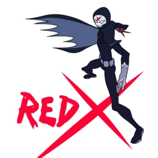 ❌ Red X Teen Titans RED X supereroe, maschera, fumetto, rosso, X, mantello telegram sticker