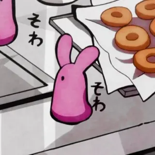 🍥 そわそわ pink, bunny, donut, manga, japan, food telegram sticker