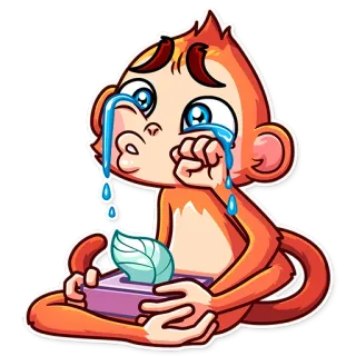 😭 singe, pleurer, triste, larmes, emoji, dessin animé telegram sticker