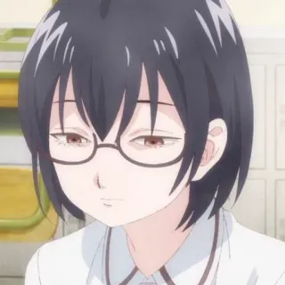 😑 anime, vrouw, bril, personage telegram sticker