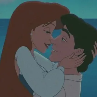 ❤️ Ariel The Little Mermaid แอเรียล, เจ้าชายอีริค, ดิสนีย์, จูบ, โรแมนติก, การ์ตูน, แอนิเมชัน, เงือกน้อย telegram sticker
