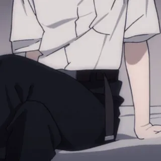 😫 anime, sitting, clothing, person telegram sticker