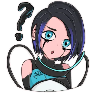 ❓ sticker, dessin animé, animé, point d'interrogation, fille, confuse telegram sticker