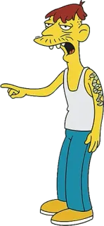 😄 Cletus Spuckler The Simpsons Cletus Spuckler, The Simpsons, Kartun, Karakter, Menunjuk telegram sticker