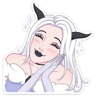 ☺ Anime, Sticker, Meisje, Zwart haar, Glimlach, Goth, Demon meisje telegram sticker