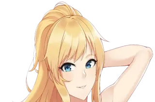 👙 anime, girl, blonde, hair, smile whatsapp sticker