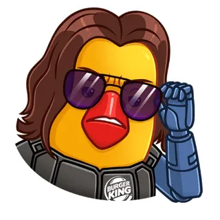😎 pato, Burger King, gafas de sol, dibujos animados telegram sticker