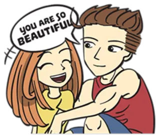🙂 YOU ARE SO BEAUTIFUL pareja, amor, relación, dibujos animados, hermoso/a, cumplido/halago telegram sticker