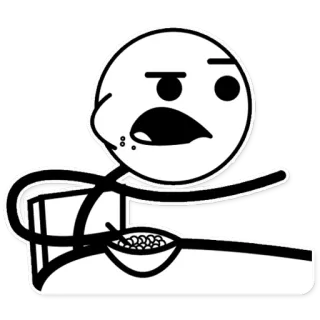😠 sticker, cartoon, stick figure, eating, bowl telegram sticker