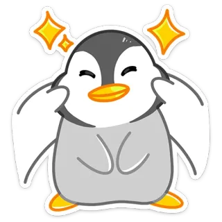 ✨ pinguino, carino, brillantini, felice, animale, cartone animato telegram sticker