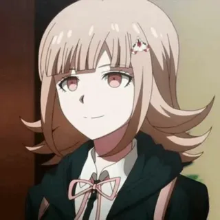 🌸 Chiaki Nanami Danganronpa Anime, Videojuego, Lindo, Pelo rosa, Personaje telegram sticker