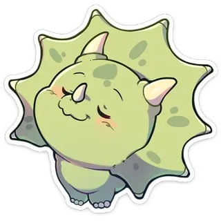 ☺️ 공룡, 트리케라톱스, 귀여운, 만화, 동물, 초록색, 카와이, 스티커 telegram sticker