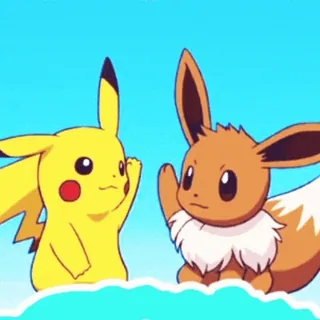 🥳 Pikachu and Eevee Pokemon โปเกมอน, ปิกาจู, อีวุย, การ์ตูน telegram sticker