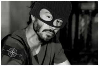 👺 mask, beanie, portrait, man, clothing, headwear telegram sticker