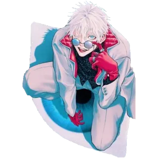 😜 Gojo Satoru Jujutsu Kaisen อนิเมะ, มังงะ, โกโจ ซาโตรุ, มหาเวทย์ผนึกมาร, ตัวละคร, ผมขาว, ถุงมือสีแดง telegram sticker
