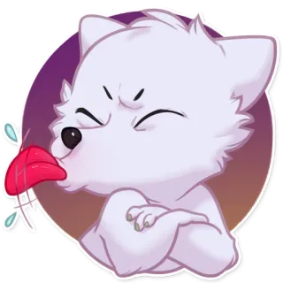 👅 pies, słodki, zły, naklejka, zwierzę, kreskówka telegram sticker