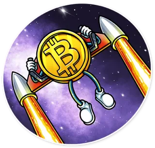 😤 Bitcoin, Cripto, Razzo, Spazio, Finanza, Soldi, Valuta telegram sticker