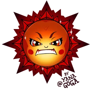 😡 sol, bravo, desenho animado, vermelho, rosto, expressão, personagem whatsapp sticker