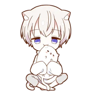 😳 Anime, Katze, Kawaii, Süß, Chibi, Manga, Cartoon, Illustration whatsapp sticker