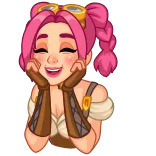 ☺️ steampunk, dziewczyna, różowe włosy, gogle, szczęśliwy, słodki, emoji telegram sticker