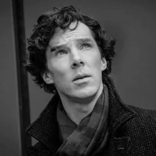 💎 Sherlock Holmes Sherlock sherlock holmes, benedict cumberbatch, detective, mystery, bbc, black and white telegram sticker