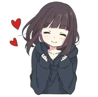 😍 anime, Mädchen, Herzen, süß, kawaii, Aufkleber whatsapp sticker