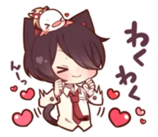 😍 わくわく Anime, Kawaii, Corazón, Emocionado, Chica gato, Lindo telegram sticker