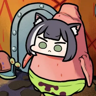 😾 Anime, Catgirl, Patrick Stella, Spongebob, Cartone animato telegram sticker