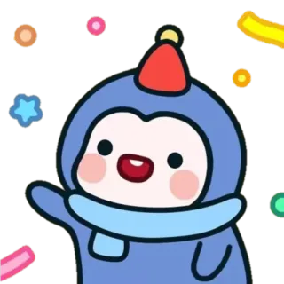 🐧 ペンギン, かわいい, お祝い, パーティー, マンガ telegram sticker
